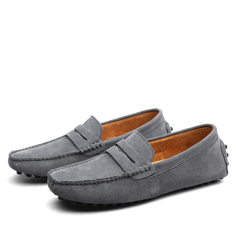 Men's Suede Loafers, Slip-On Smart Casual Dress Shoes with Decorative Stitching 9