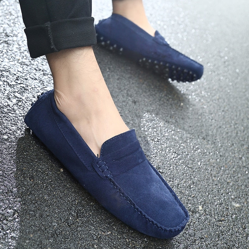 Men's Suede Loafers, Slip-On Smart Casual Dress Shoes with Decorative Stitching 4