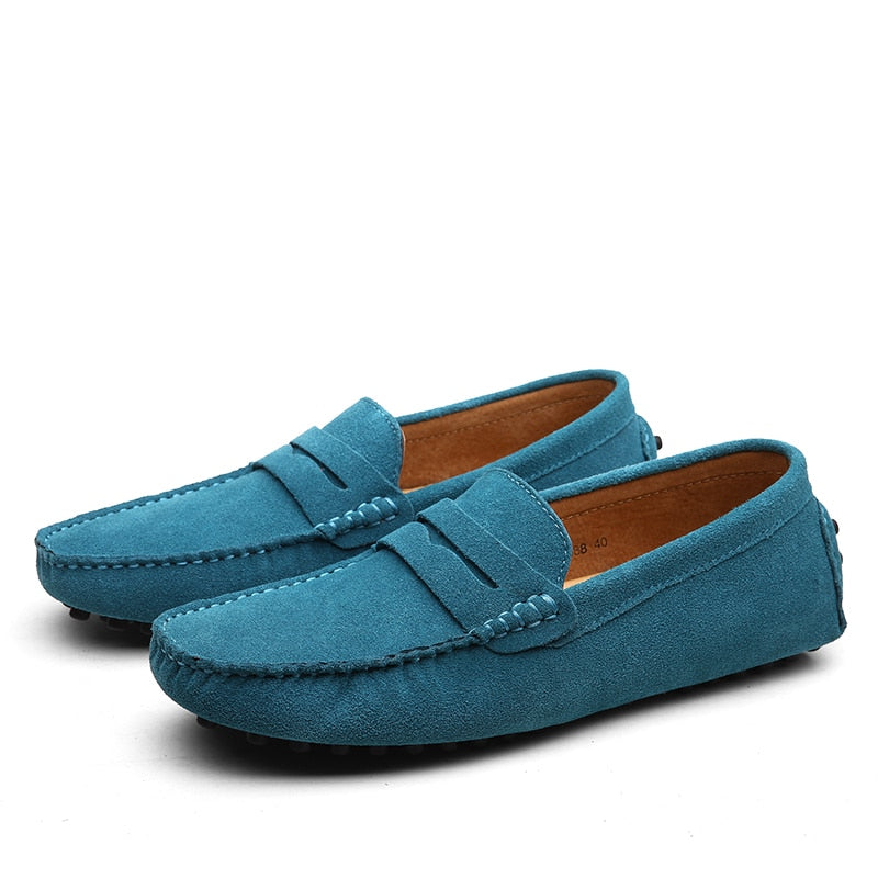 Men's Suede Loafers, Slip-On Smart Casual Dress Shoes with Decorative Stitching 6