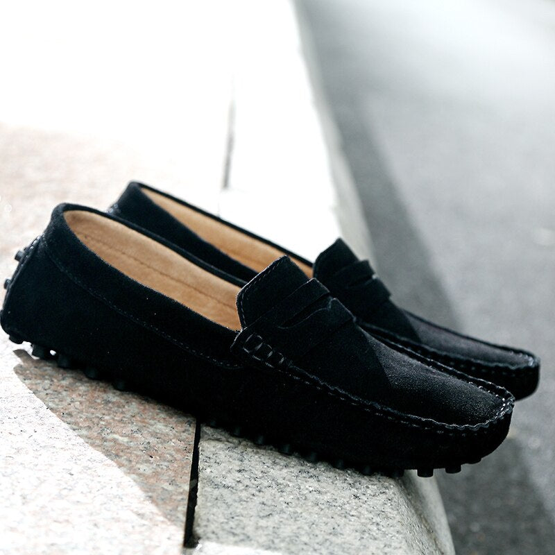 Men's Suede Loafers, Slip-On Smart Casual Dress Shoes with Decorative Stitching 3