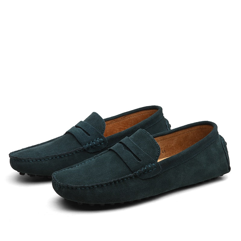 Men's Suede Loafers, Slip-On Smart Casual Dress Shoes with Decorative Stitching 15