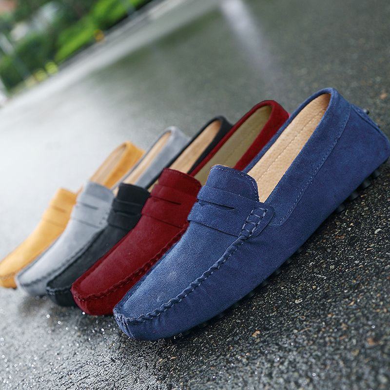 Men's Suede Loafers, Slip-On Smart Casual Dress Shoes with Decorative Stitching 1