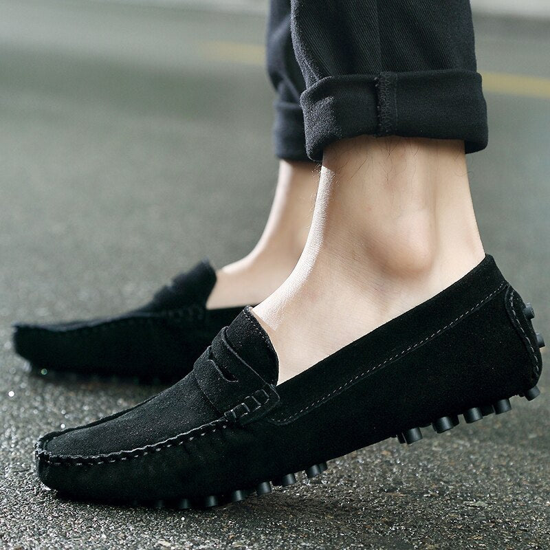 Men's Suede Loafers, Slip-On Smart Casual Dress Shoes with Decorative Stitching 2