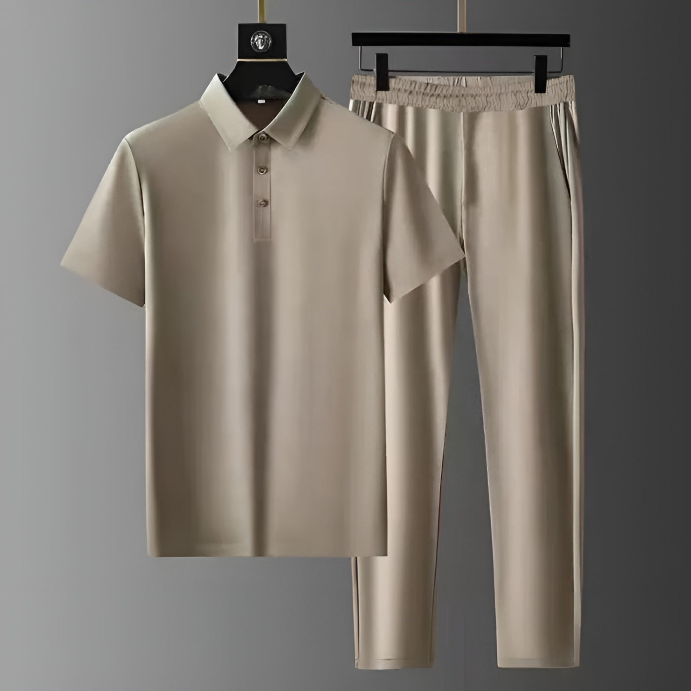 Men's 2 Piece Polo & Trousers Set, Casual Short Sleeve Matching Summer Co-Ord Outfit 1
