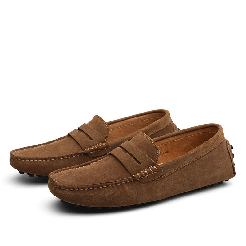 Men's Suede Loafers, Slip-On Smart Casual Dress Shoes with Decorative Stitching 7