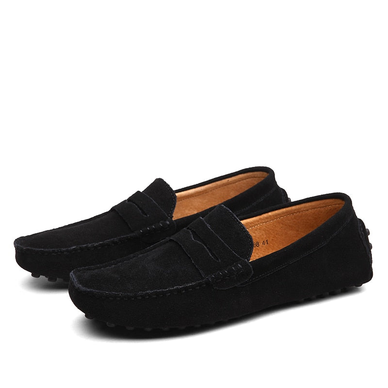 Men's Suede Loafers, Slip-On Smart Casual Dress Shoes with Decorative Stitching 13