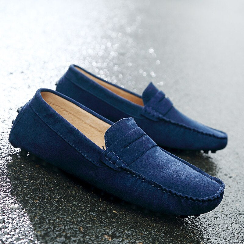 Men's Suede Loafers, Slip-On Smart Casual Dress Shoes with Decorative Stitching 14