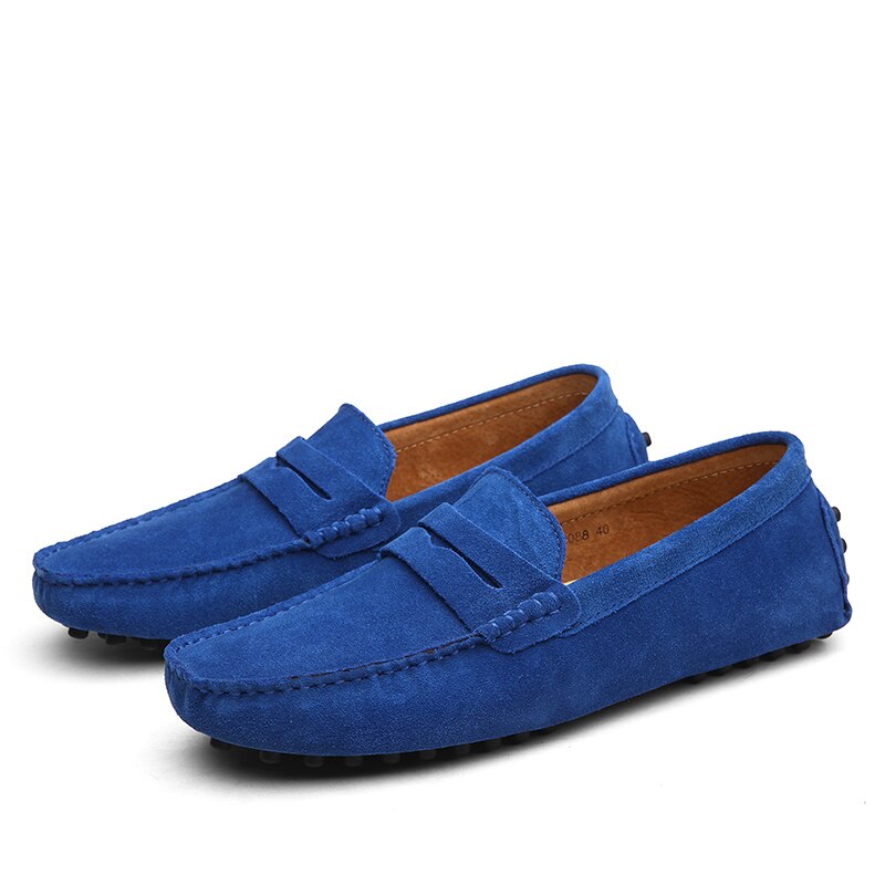 Men's Suede Loafers, Slip-On Smart Casual Dress Shoes with Decorative Stitching 12