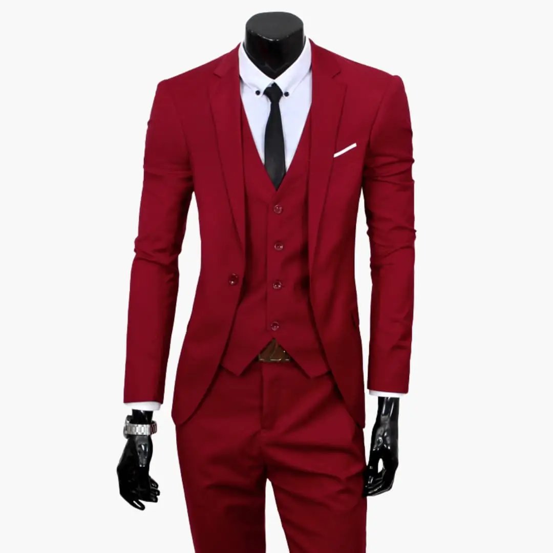 Men's 3 Piece Wedding Suit, Slim Fit Tailored Blazer, Waistcoat & Trousers Set for Formal 4