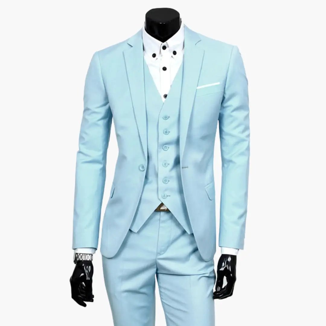 Men's 3 Piece Wedding Suit, Slim Fit Tailored Blazer, Waistcoat & Trousers Set for Formal 6