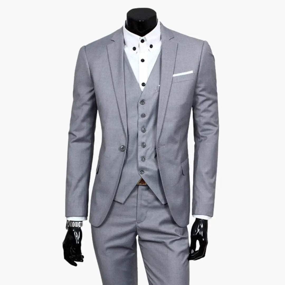 Men's 3 Piece Wedding Suit, Slim Fit Tailored Blazer, Waistcoat & Trousers Set for Formal 2