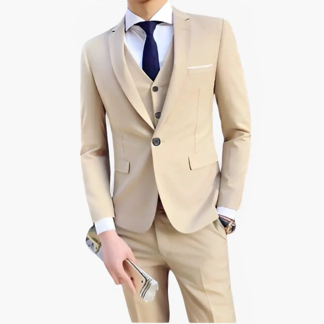 Men's 3 Piece Wedding Suit, Slim Fit Tailored Blazer, Waistcoat & Trousers Set for Formal 7