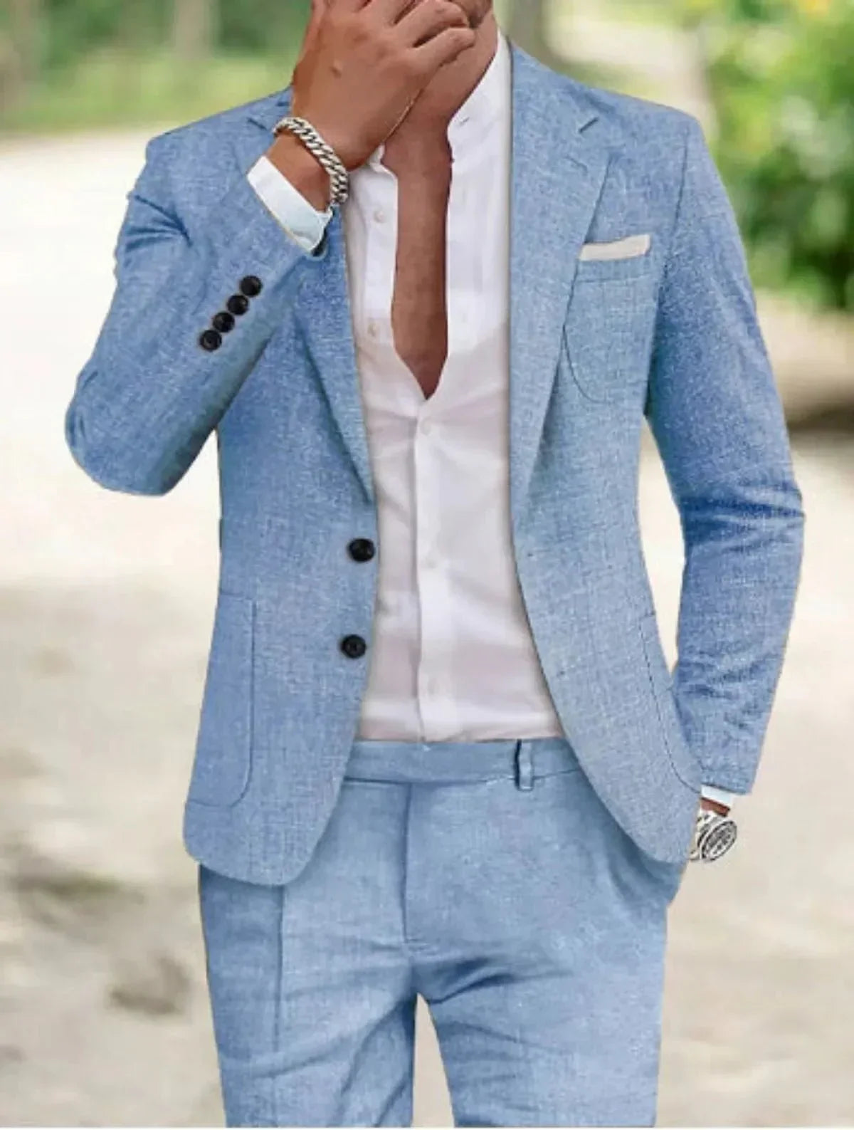 Men's Classic Fit Wedding Suit, 2 Piece Two-Button Formal Blazer & Trousers Set for Events 2