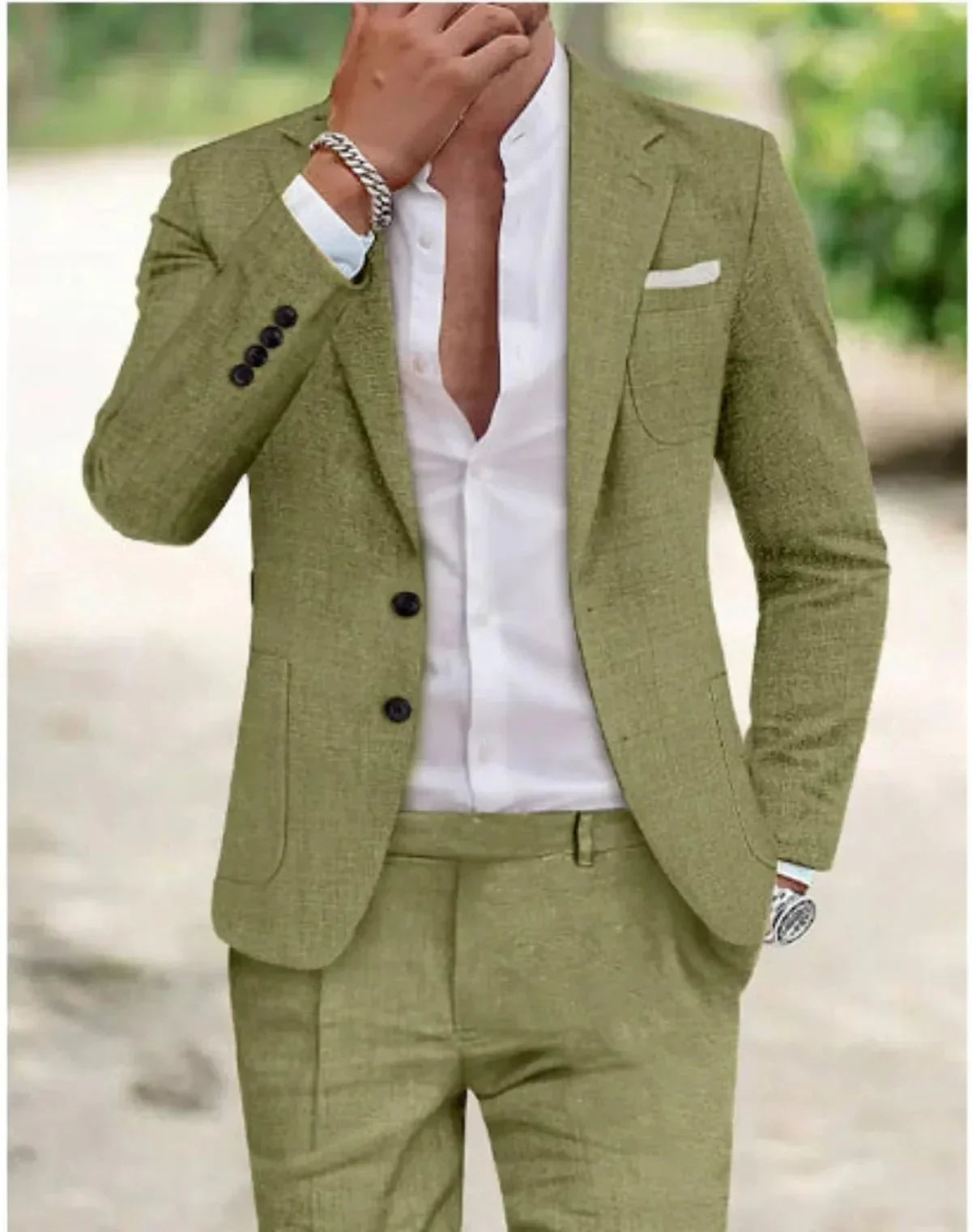 Men's Classic Fit Wedding Suit, 2 Piece Two-Button Formal Blazer & Trousers Set for Events 4