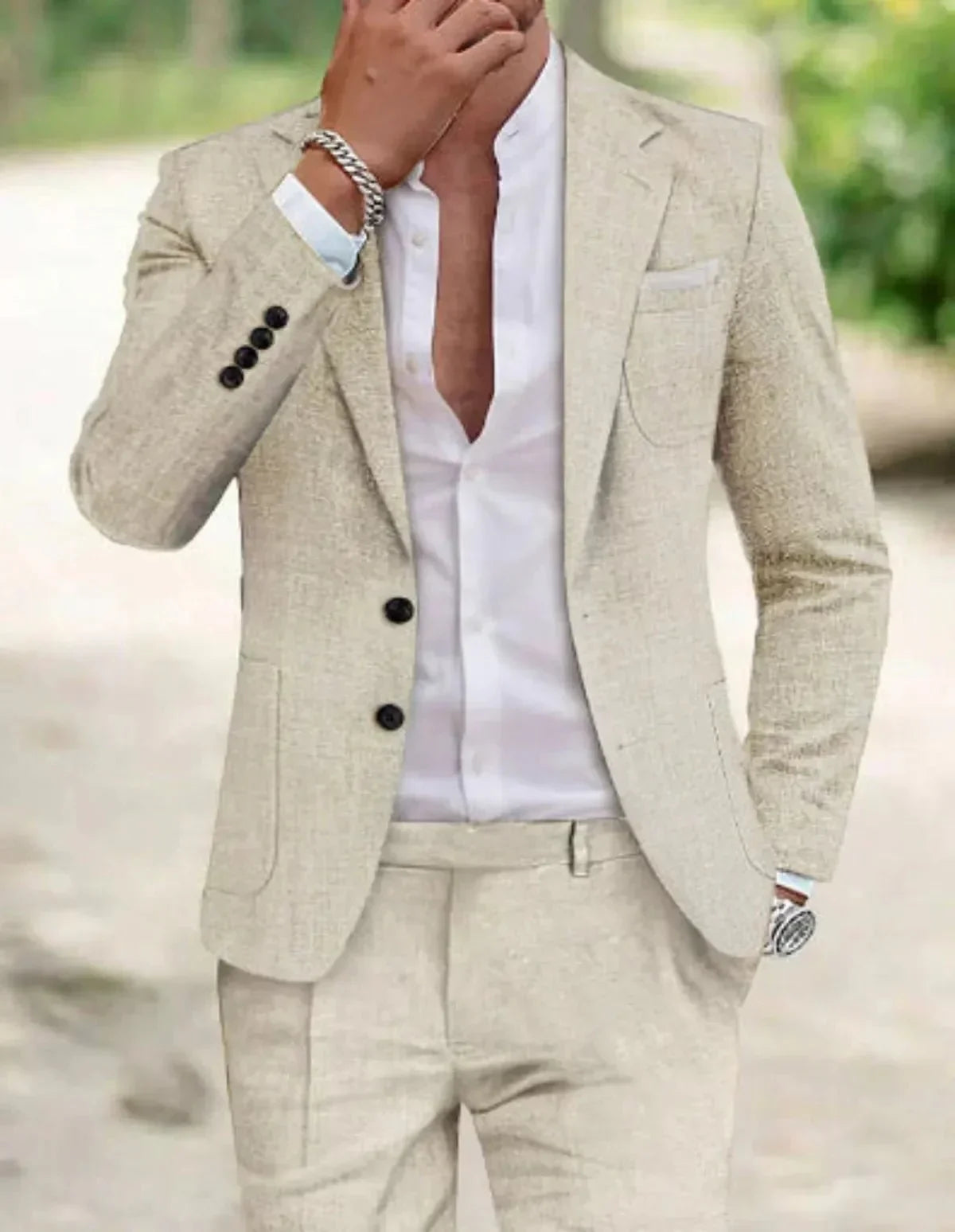 Men's Classic Fit Wedding Suit, 2 Piece Two-Button Formal Blazer & Trousers Set for Events 1