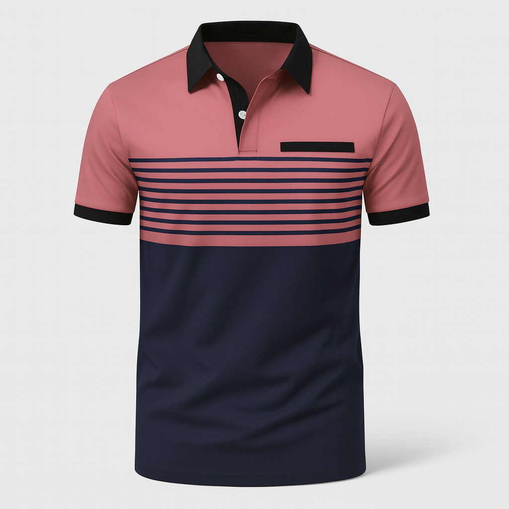 Men's Striped Polo Shirt, Short Sleeve Lightweight Summer Cotton Polo for Casual Wear 12