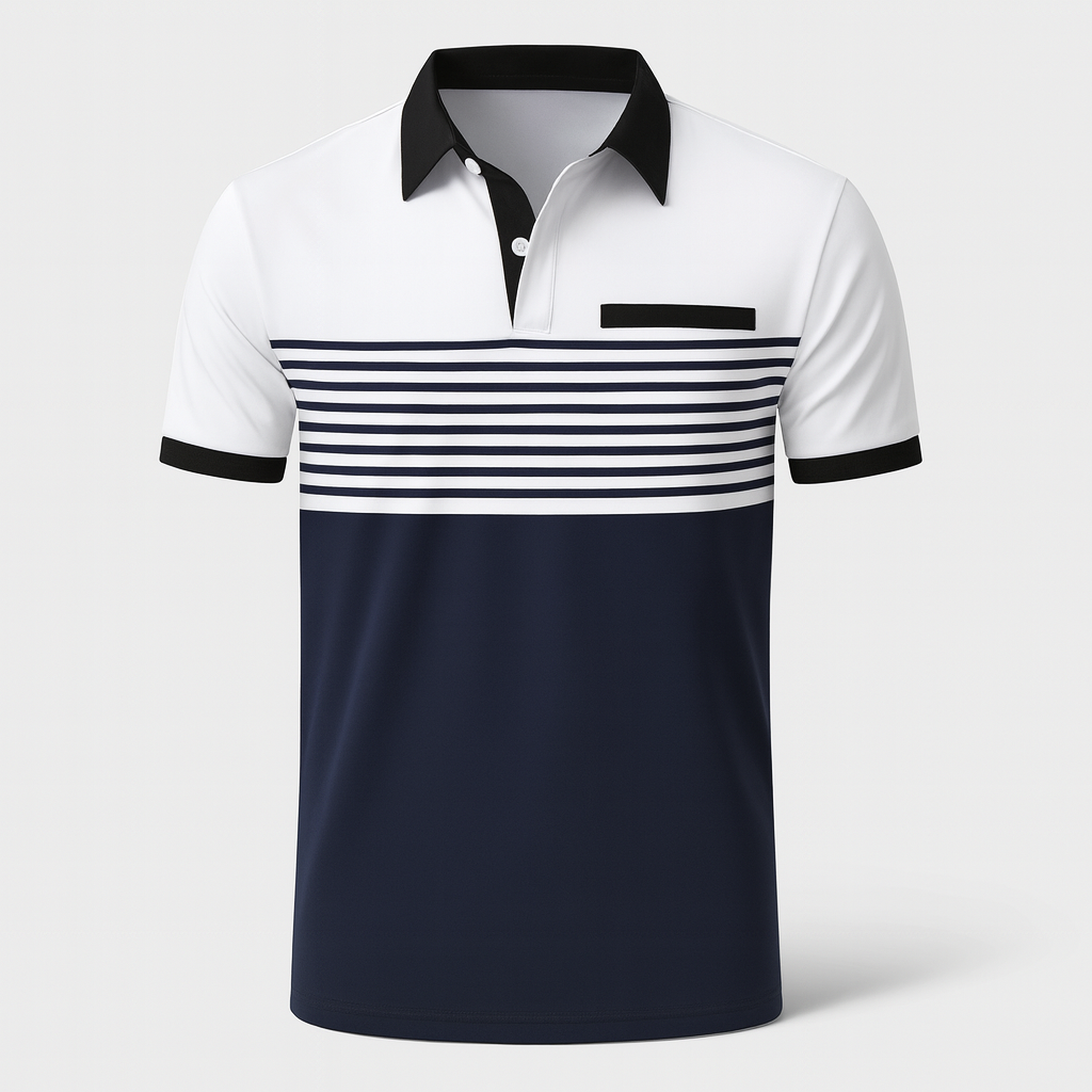 Men's Striped Polo Shirt, Short Sleeve Lightweight Summer Cotton Polo for Casual Wear 6