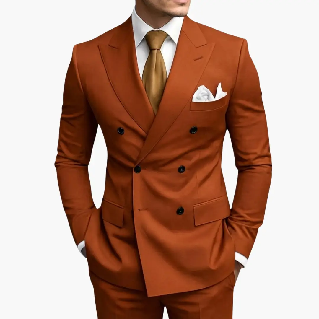 Men's Double-Breasted Wedding Suit, Tailored Blazer & Trousers Formal Event Set 17