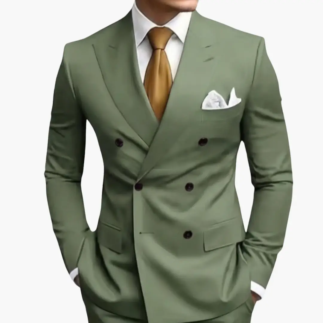 Men's Double-Breasted Wedding Suit, Tailored Blazer & Trousers Formal Event Set 18