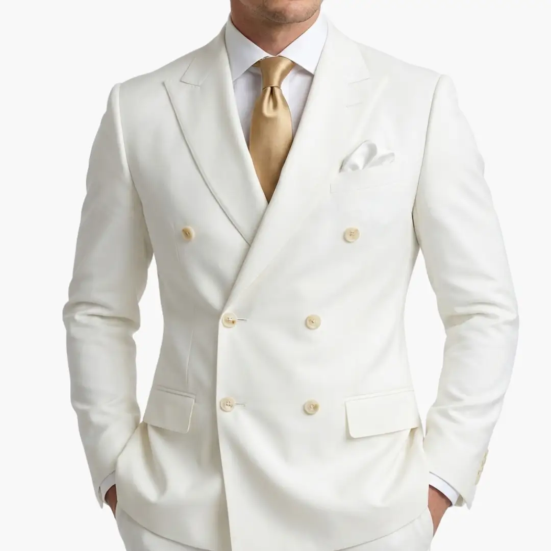 Men's Double-Breasted Wedding Suit, Tailored Blazer & Trousers Formal Event Set 20