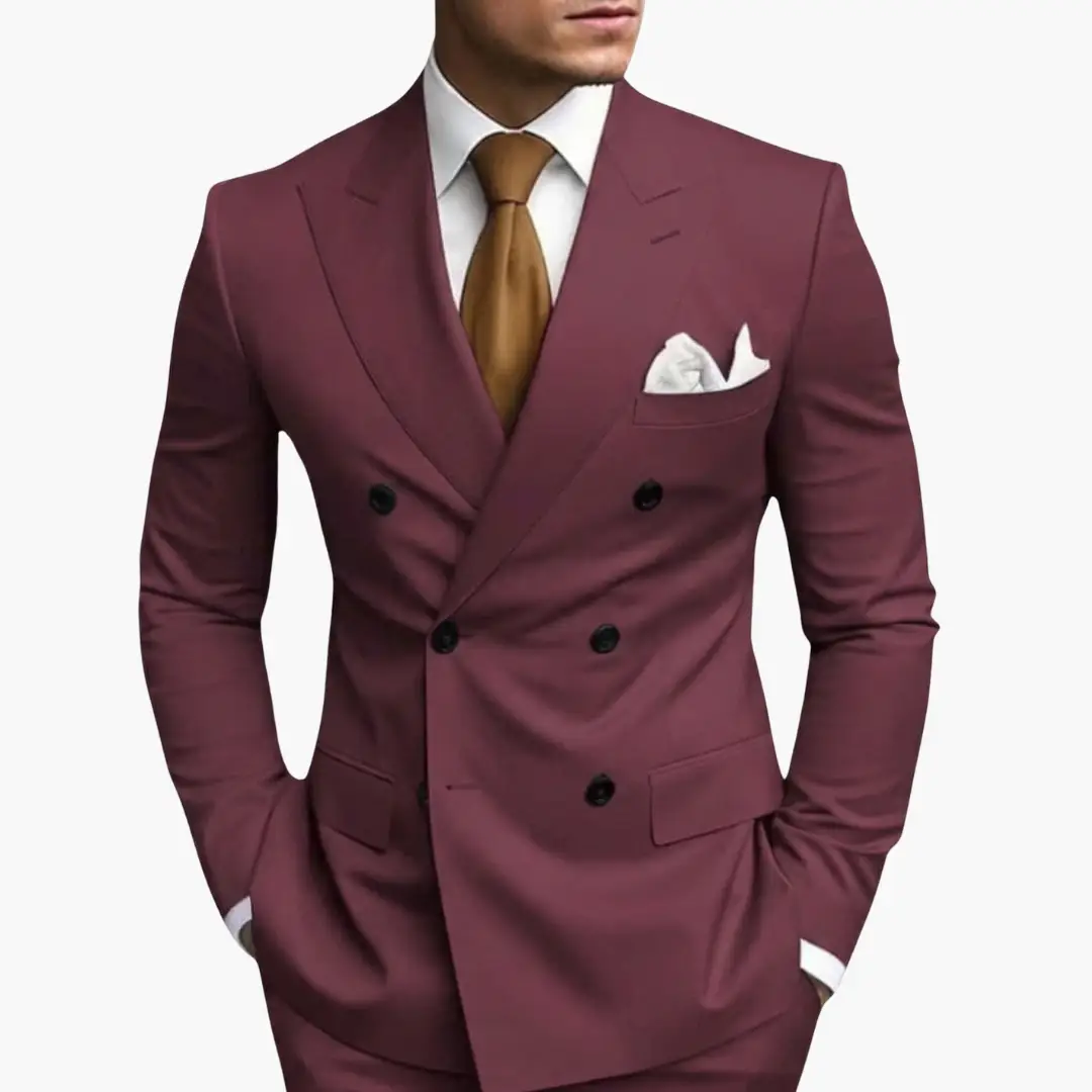 Men's Double-Breasted Wedding Suit, Tailored Blazer & Trousers Formal Event Set 22