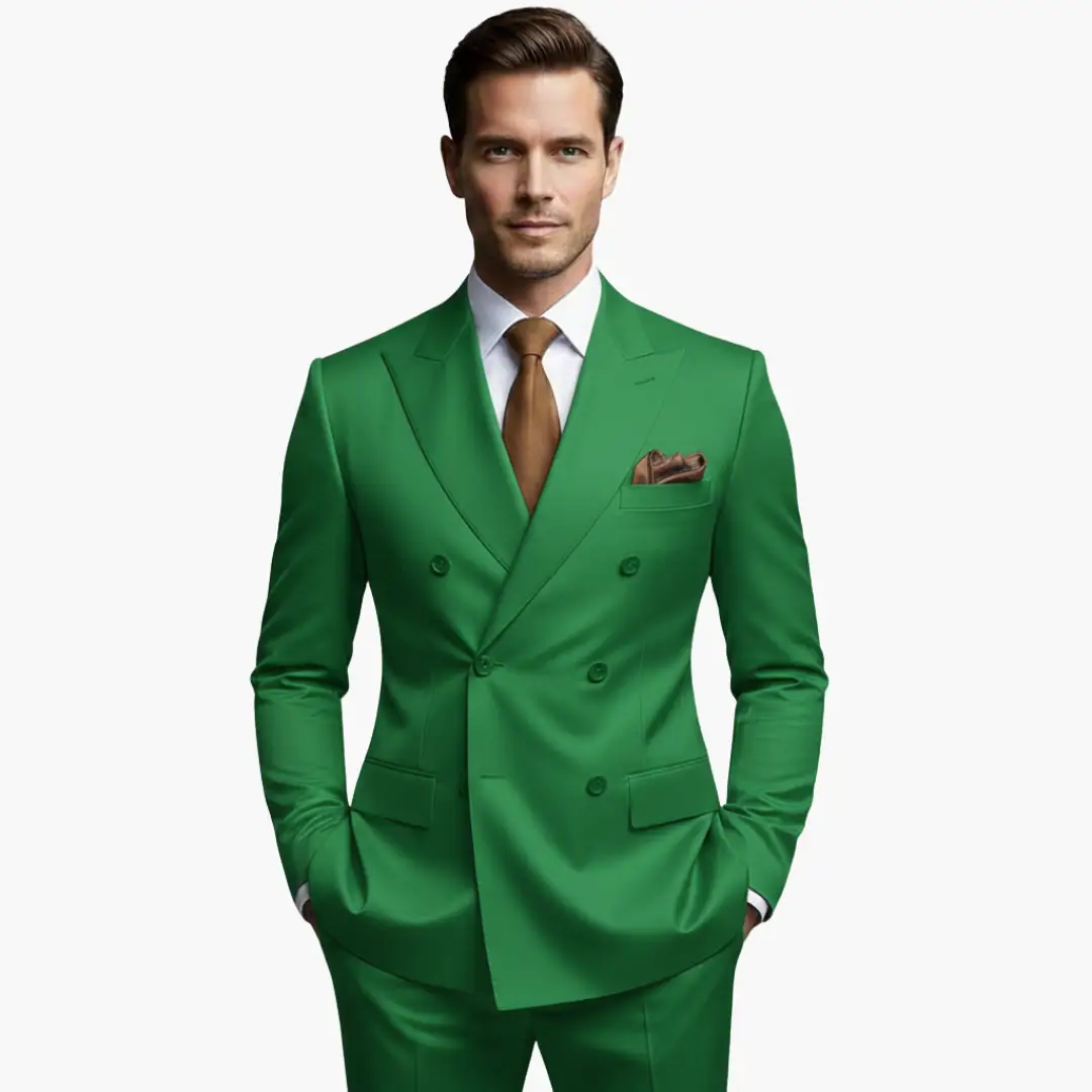 Men's Double-Breasted Wedding Suit, Tailored Blazer & Trousers Formal Event Set 8