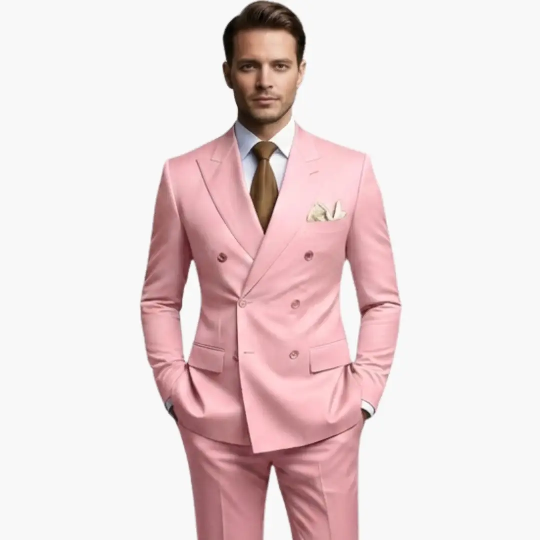 Men's Double-Breasted Wedding Suit, Tailored Blazer & Trousers Formal Event Set 10