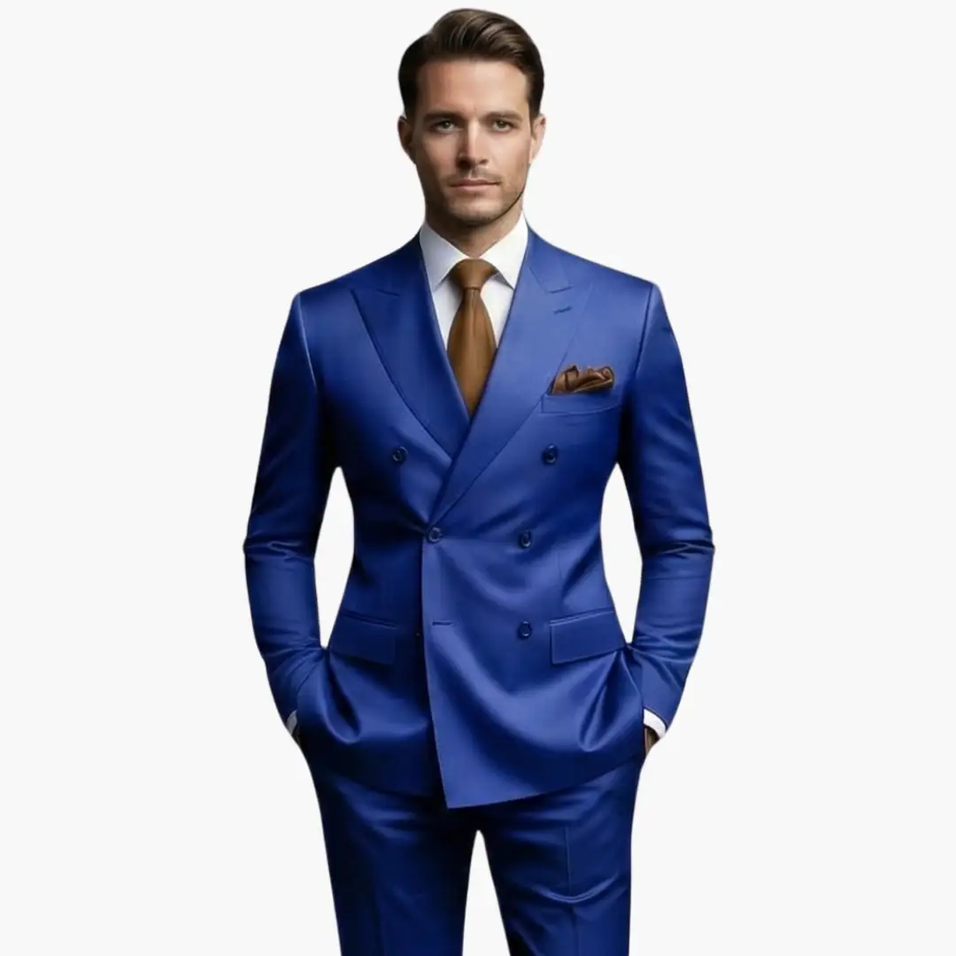 Men's Double-Breasted Wedding Suit, Tailored Blazer & Trousers Formal Event Set 16