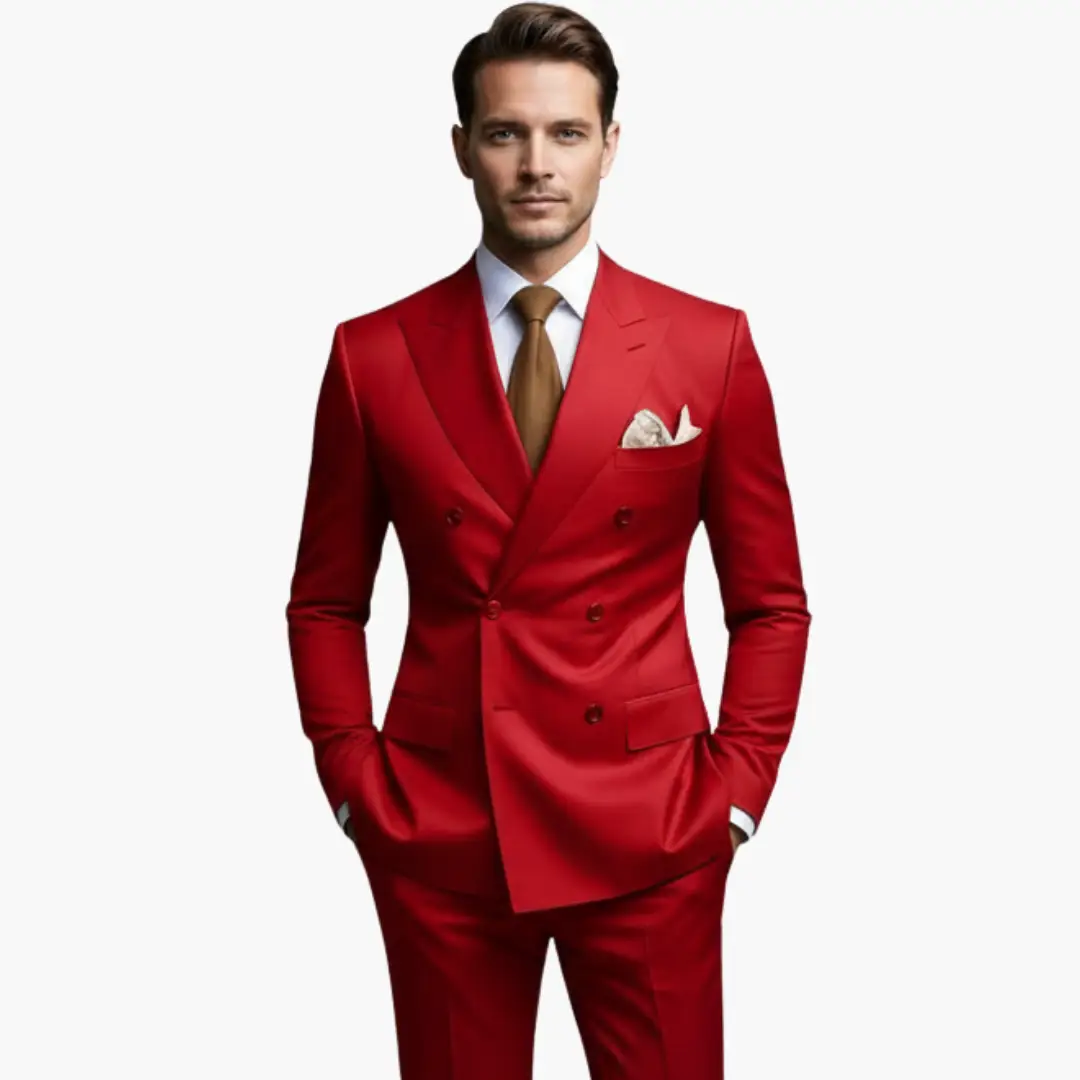 Men's Double-Breasted Wedding Suit, Tailored Blazer & Trousers Formal Event Set 14