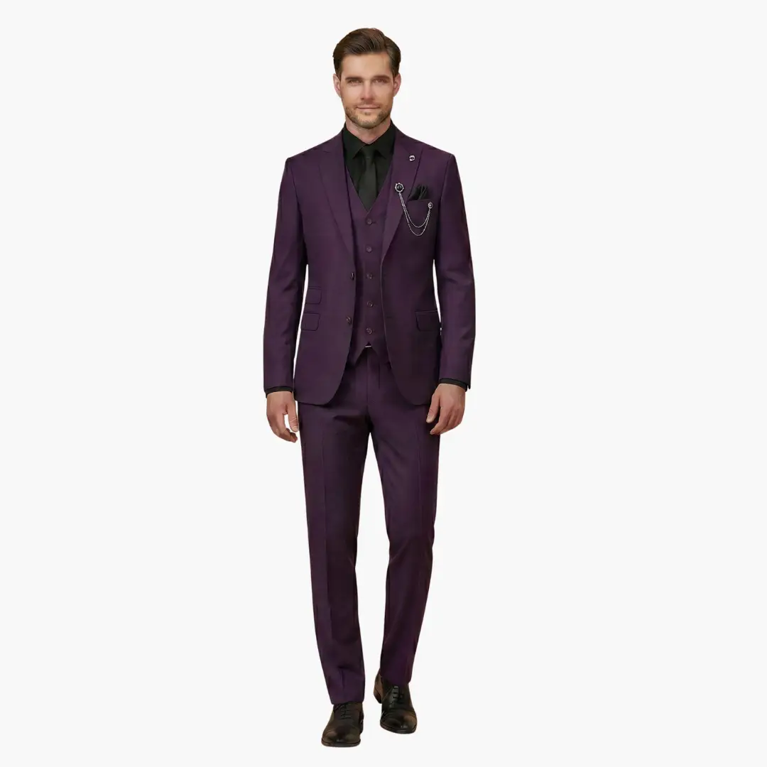 Men's Wedding Suit, Slim Fit Notch Lapel Blazer Waistcoat & Trousers Set for Formal Occasions 11