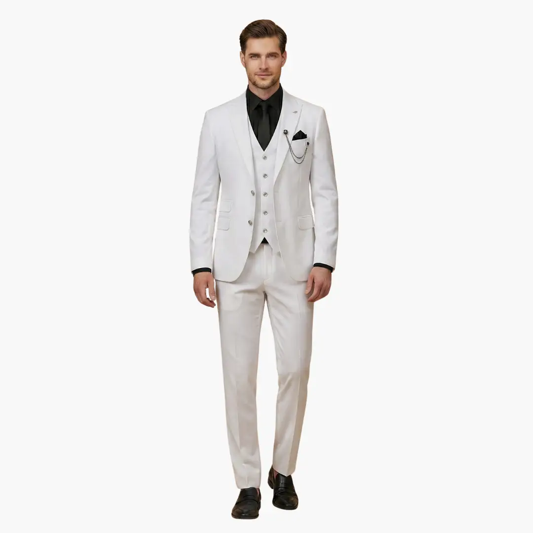 Men's Wedding Suit, Slim Fit Notch Lapel Blazer Waistcoat & Trousers Set for Formal Occasions 15