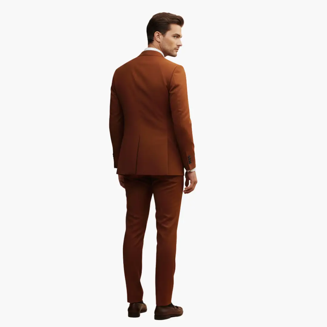 Men's 2 Piece Double-Breasted Suit, Slim Fit Tailored Blazer & Trousers Set for Formal 4