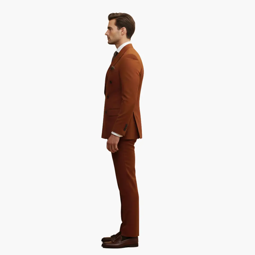 Men's 2 Piece Double-Breasted Suit, Slim Fit Tailored Blazer & Trousers Set for Formal 5
