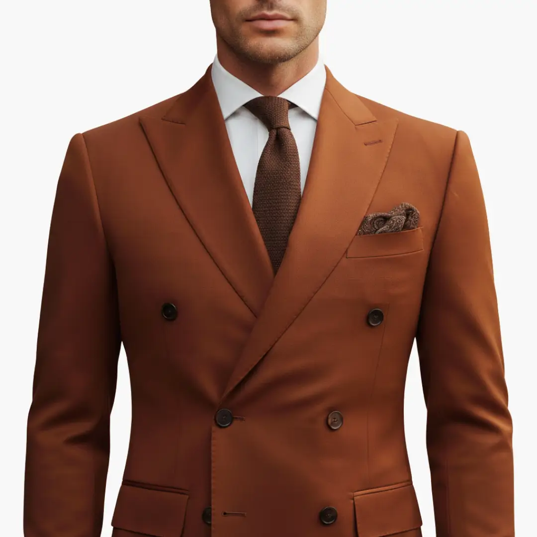 Men's 2 Piece Double-Breasted Suit, Slim Fit Tailored Blazer & Trousers Set for Formal 6