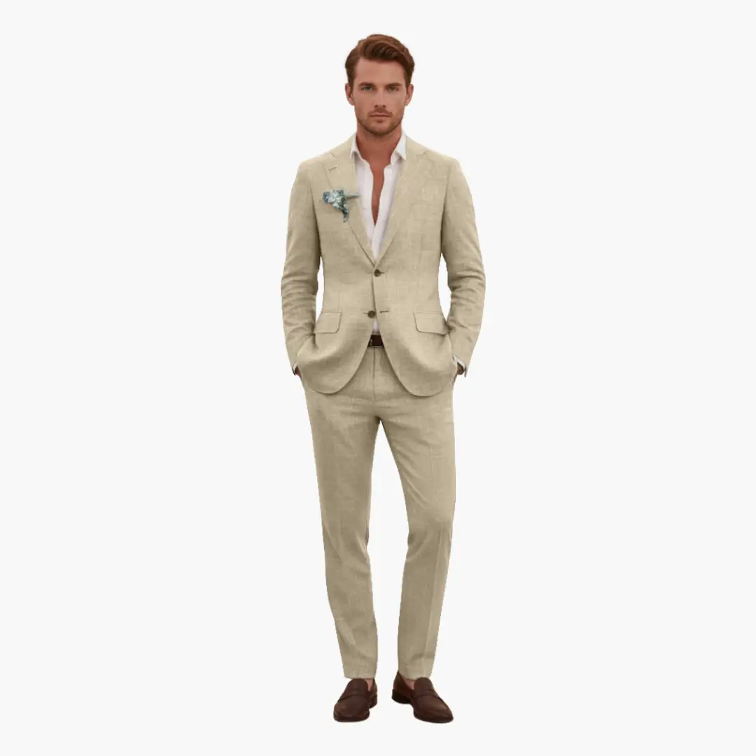 Men's Slim Fit Suit, 2 Piece Notch Lapel Blazer & Straight Trousers Set for Weddings 20