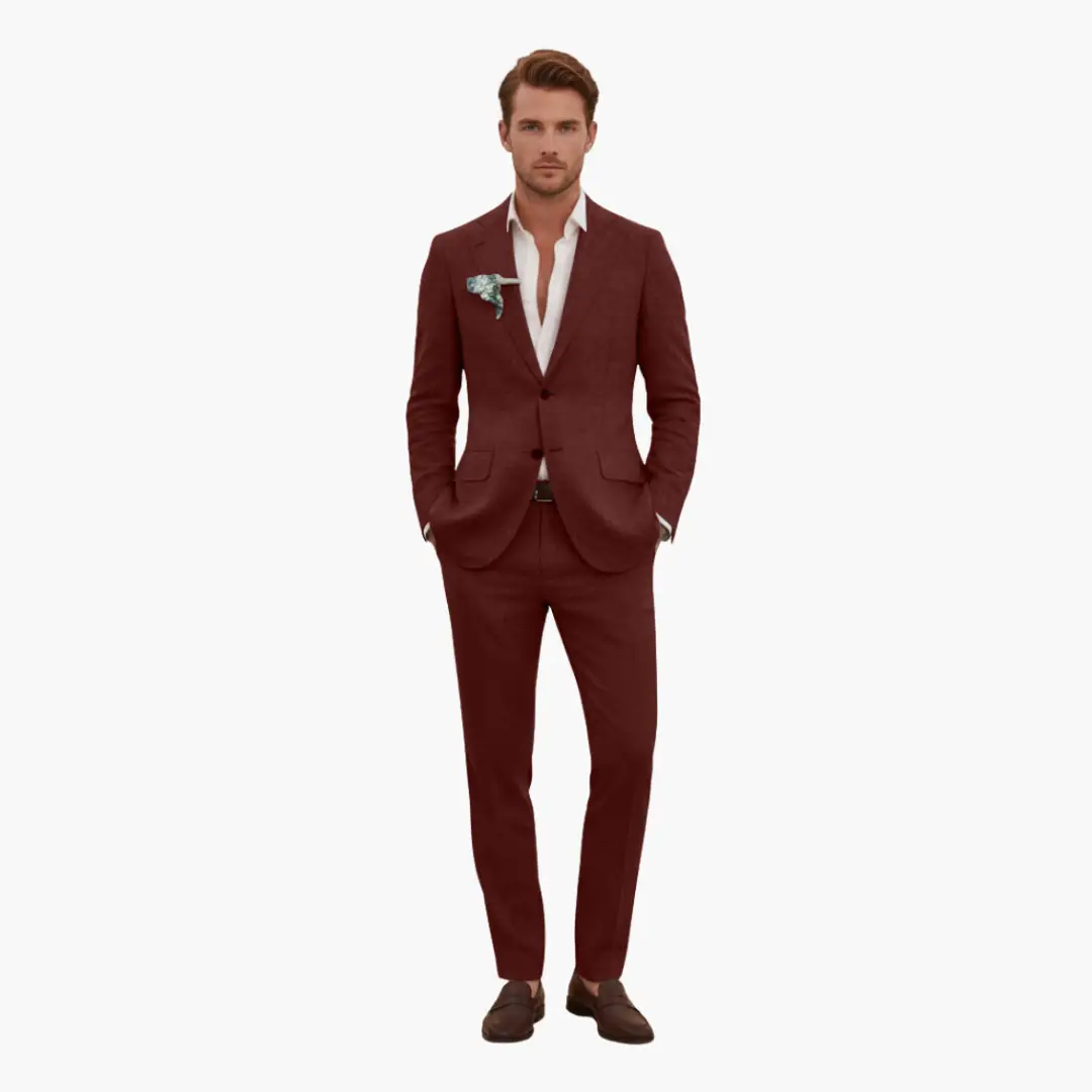 Men's Slim Fit Suit, 2 Piece Notch Lapel Blazer & Straight Trousers Set for Weddings 16