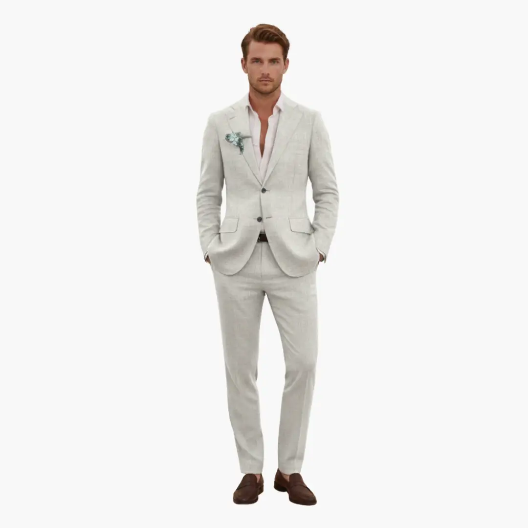 Men's Slim Fit Suit, 2 Piece Notch Lapel Blazer & Straight Trousers Set for Weddings 3
