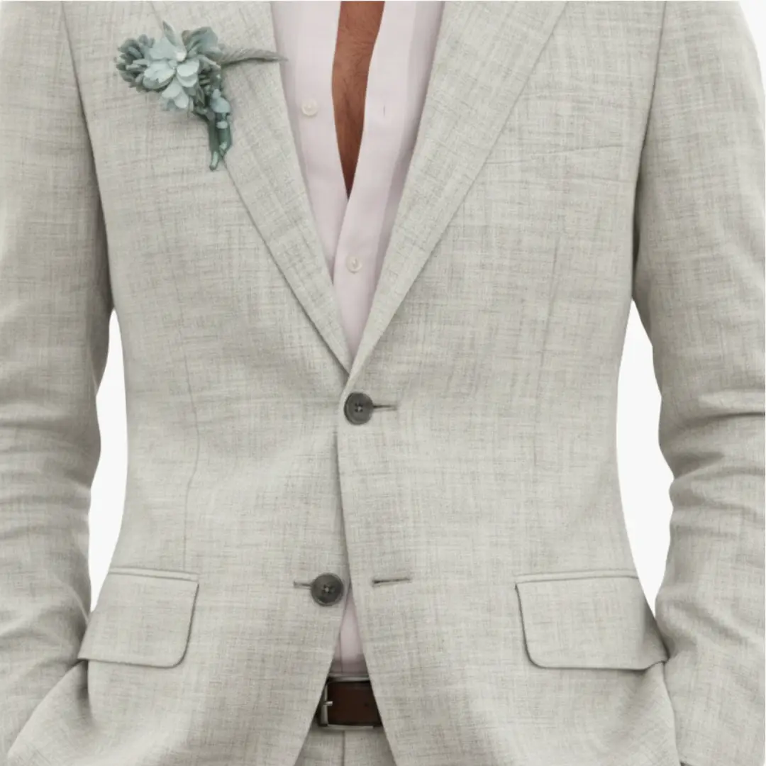Men's Slim Fit Suit, 2 Piece Notch Lapel Blazer & Straight Trousers Set for Weddings 7
