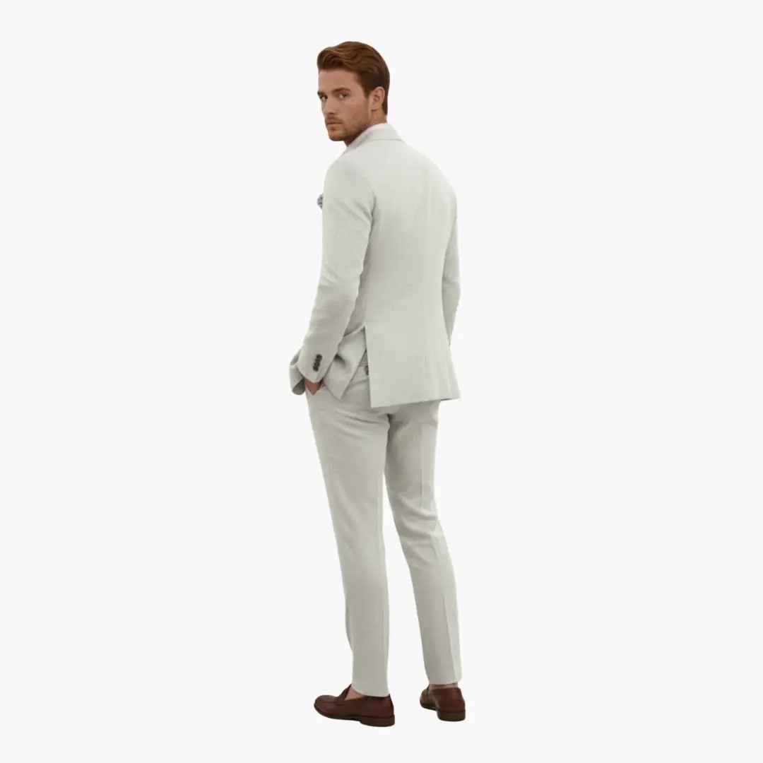 Men's Slim Fit Suit, 2 Piece Notch Lapel Blazer & Straight Trousers Set for Weddings 6