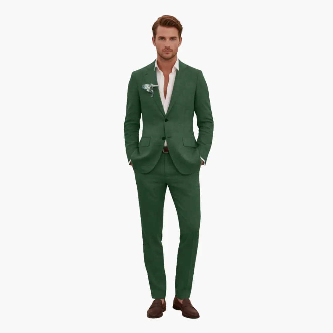 Men's Slim Fit Suit, 2 Piece Notch Lapel Blazer & Straight Trousers Set for Weddings 24