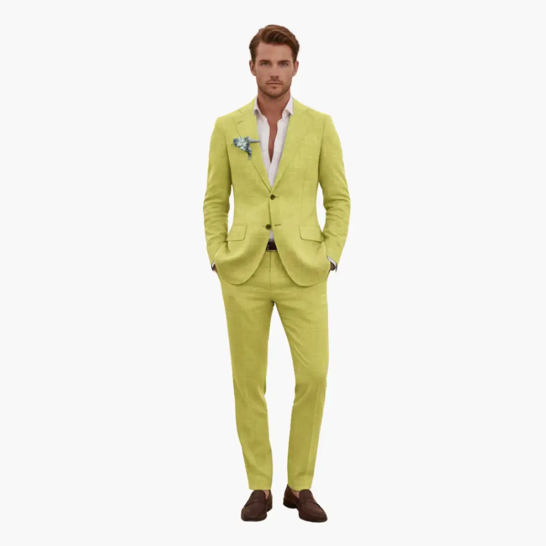 Men's Slim Fit Suit, 2 Piece Notch Lapel Blazer & Straight Trousers Set for Weddings 18