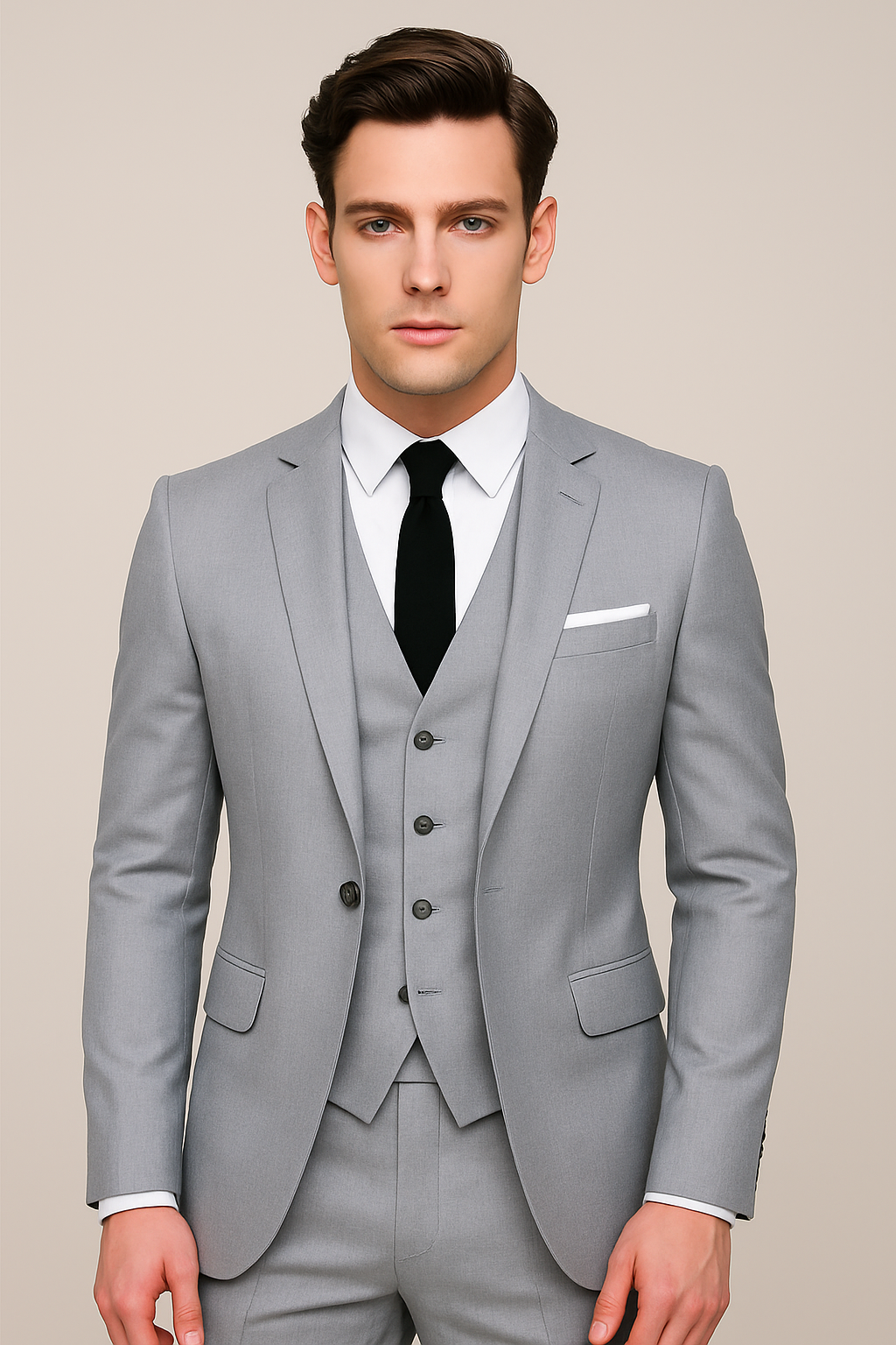 Men's 3 Piece Spring Suit, Slim Fit Tailored Blazer Waistcoat & Trousers Set for Formal Wear 1