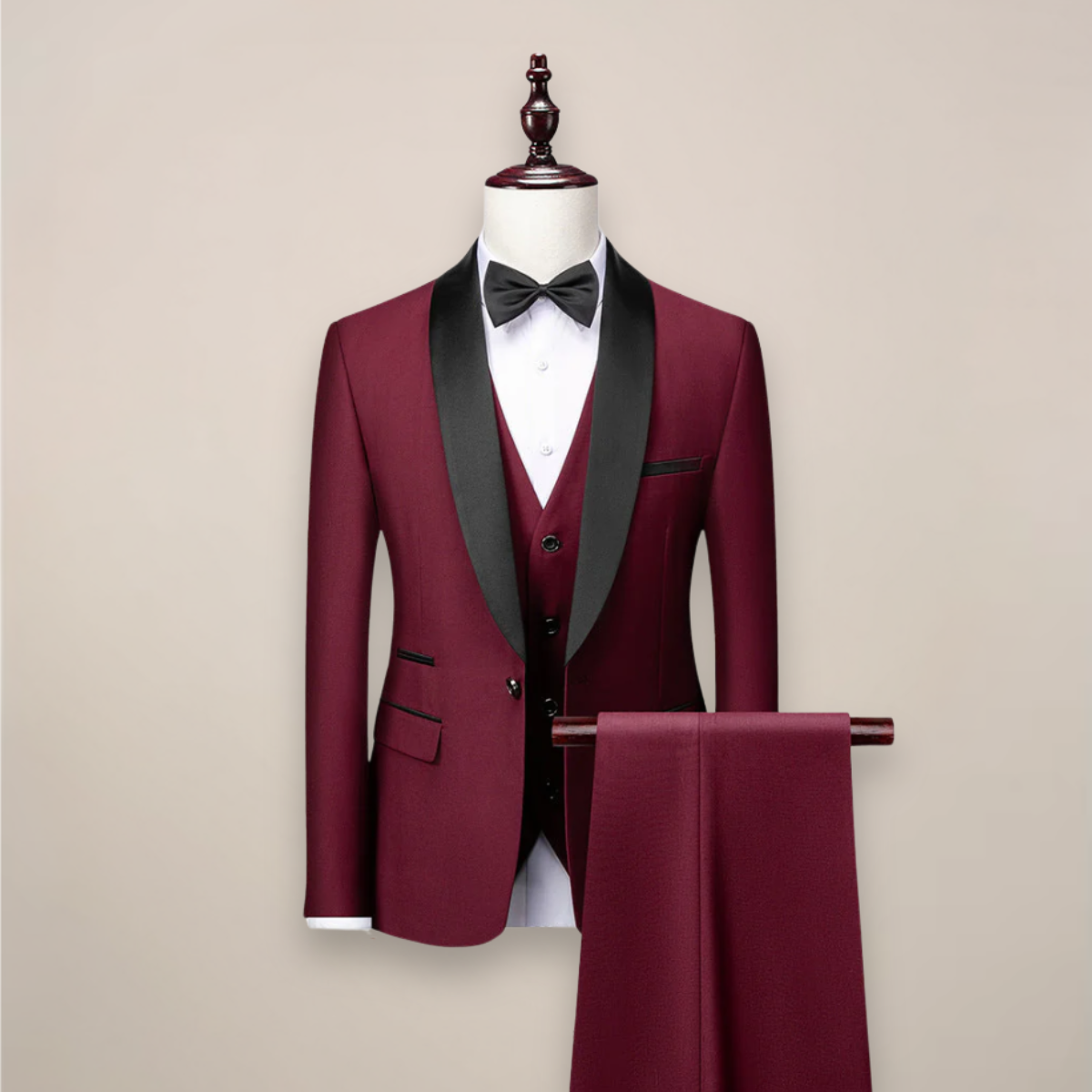 Men's 3 Piece Tuxedo Suit, Slim Fit Dinner Jacket, Waistcoat & Trousers Set for Weddings 2