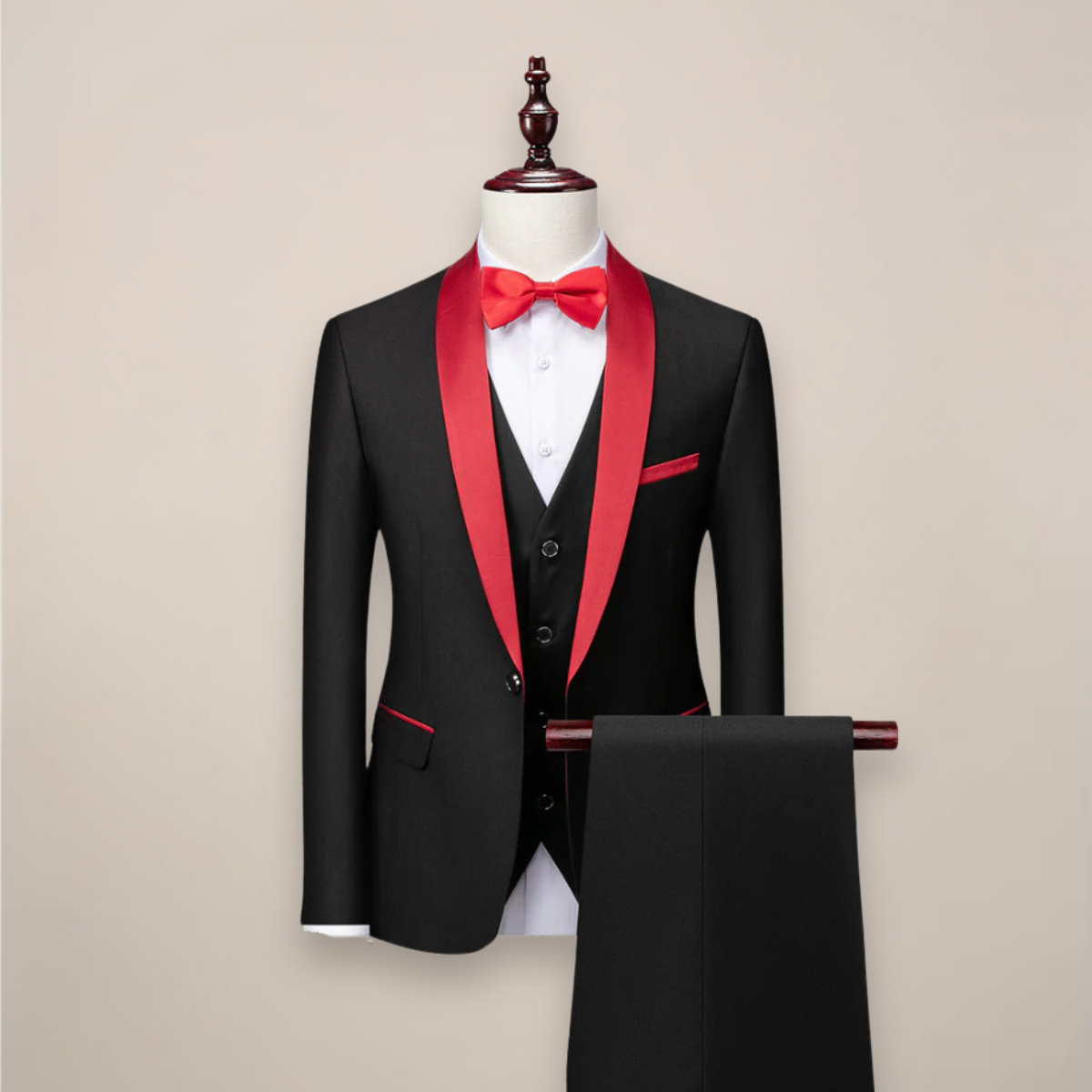 Men's 3 Piece Tuxedo Suit, Slim Fit Dinner Jacket, Waistcoat & Trousers Set for Weddings 5