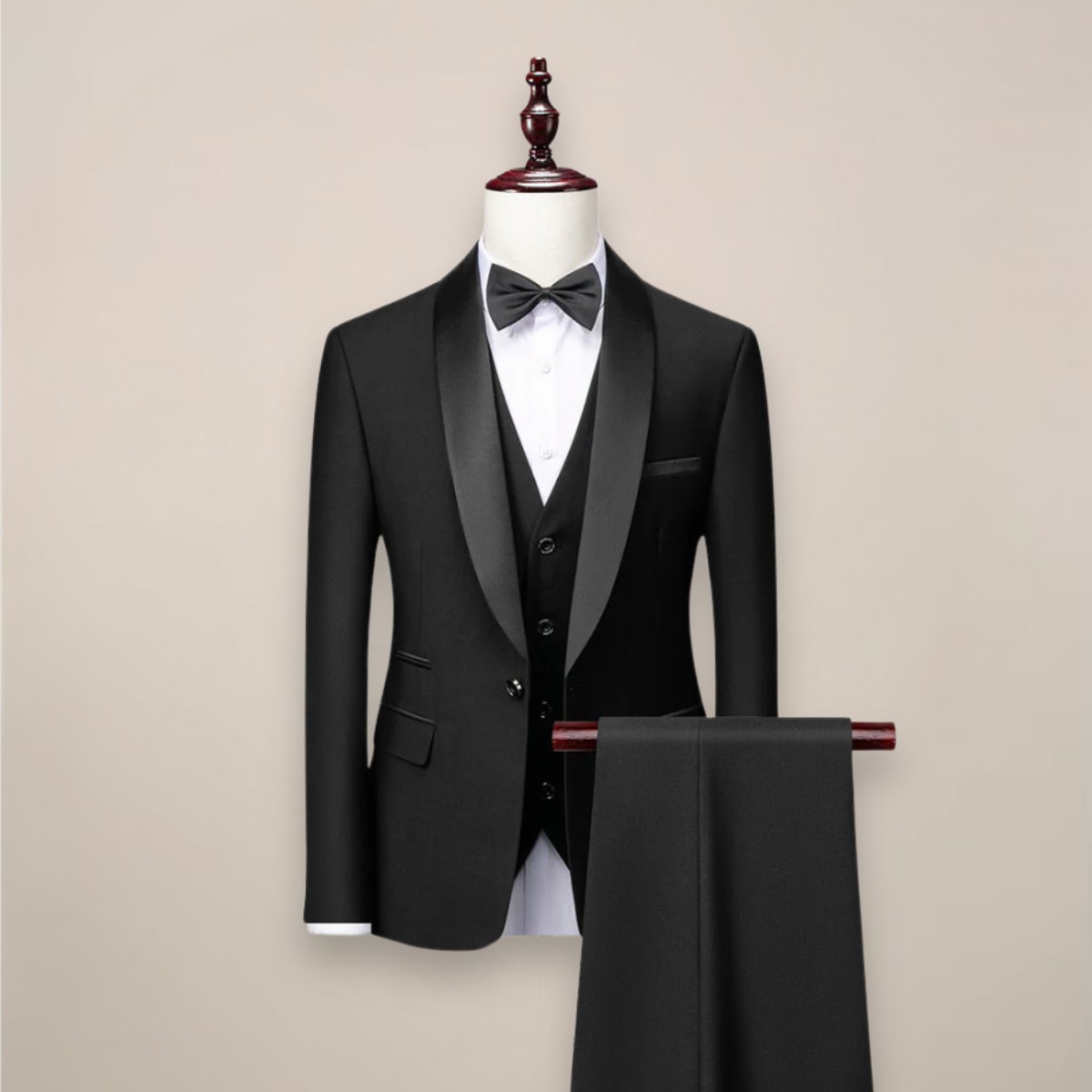 Men's 3 Piece Tuxedo Suit, Slim Fit Dinner Jacket, Waistcoat & Trousers Set for Weddings 1