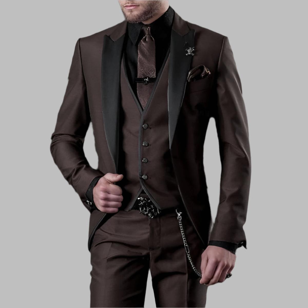 Men's 3 Piece Wedding Suit, Modern Fit Formal Blazer Waistcoat & Trousers Set 2