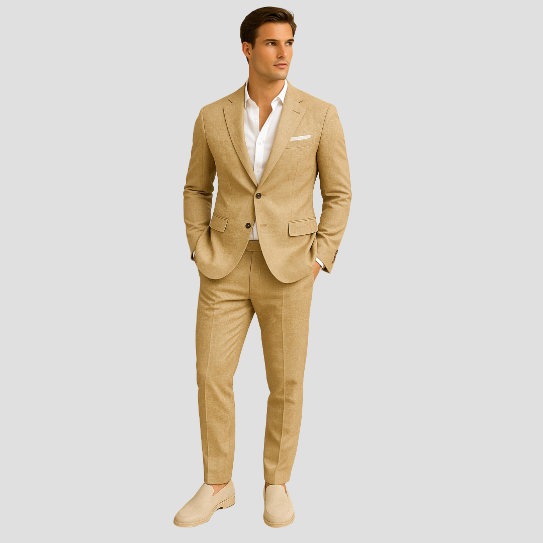 Men's 2 Button Spring Suit, Slim Fit Tailored Blazer & Trousers Set for Weddings 3