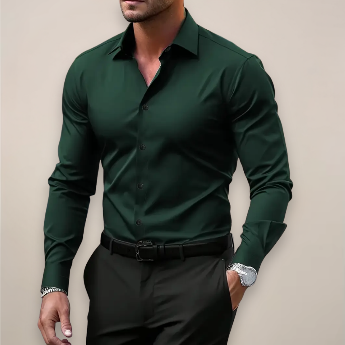 Men's Slim Fit Long Sleeve Shirt, Smart Casual Button-Up Spring Shirt for Work & Events 7