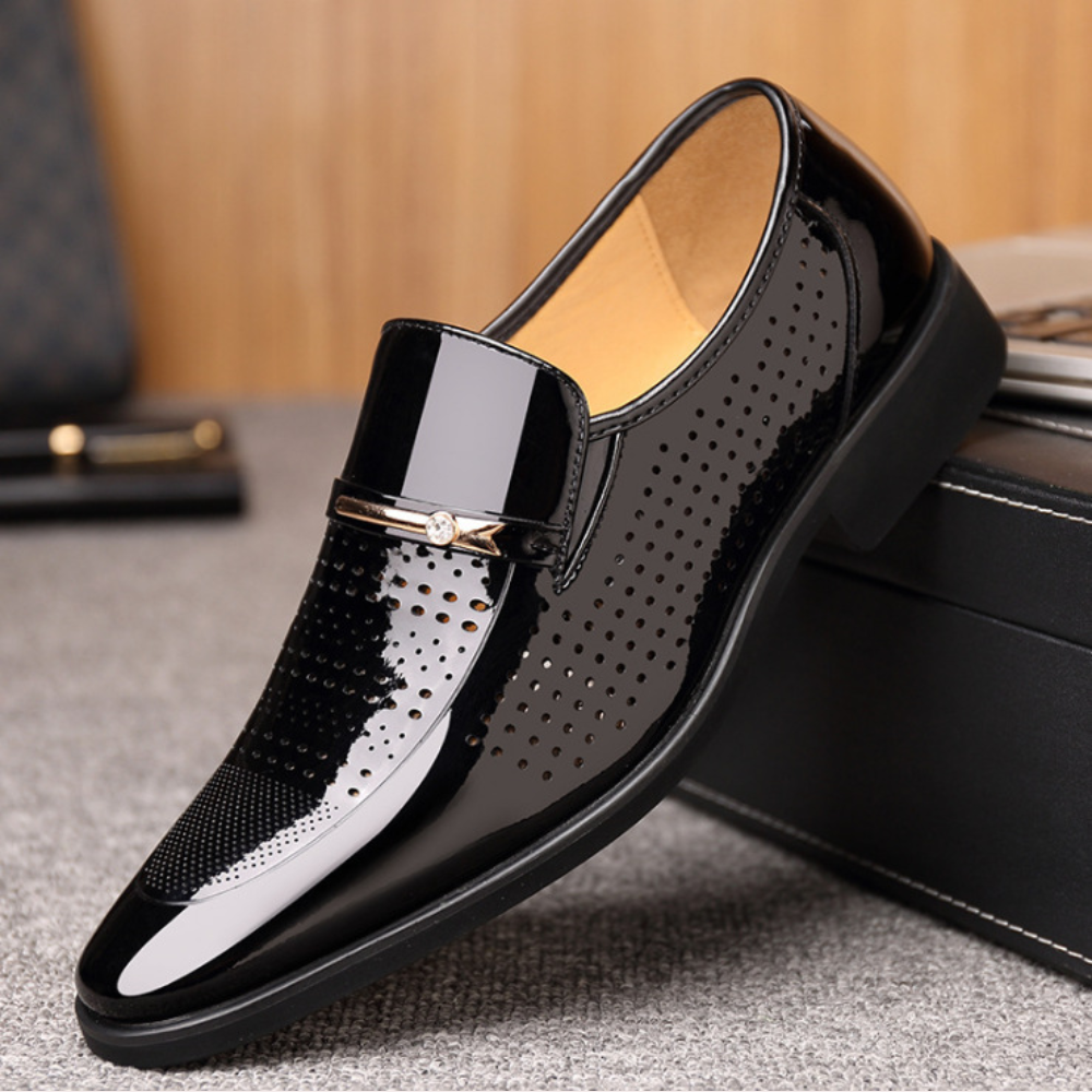 Men's Slip-On Loafers, Glossy Finish Lightweight Formal Smart Casual Dress Shoes 5