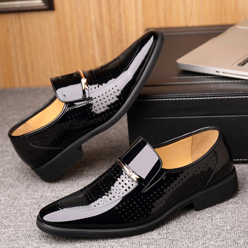 Men's Slip-On Loafers, Glossy Finish Lightweight Formal Smart Casual Dress Shoes 6